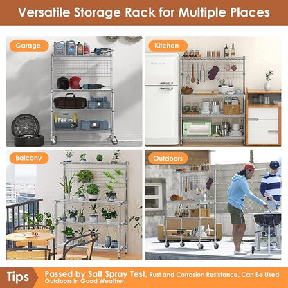 Leteuke Bakers Rack with Storage & Wheels, 42 Inch Microwave Stand Kitchen - Image 7