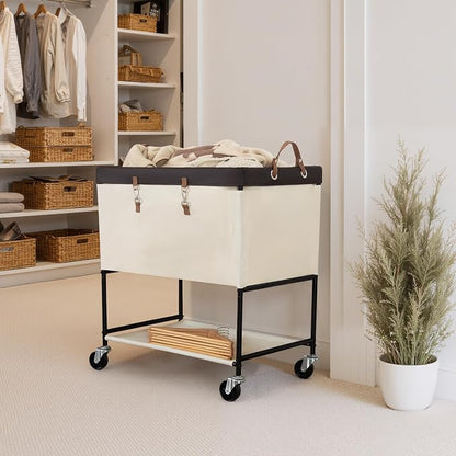 StorageWorks Laundry Cart, 2 Tier Rolling Basket - Image 6