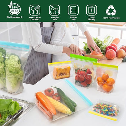 SPLF 20 Pack Reusable Half Gallon Freezer Bags Dishwasher Microwave Safe - Image 2