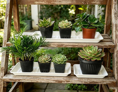 4 Pack Plastic Plant Tray Saucer Rectangular 17 18 Inch, Planter Trays Saucers - Image 5