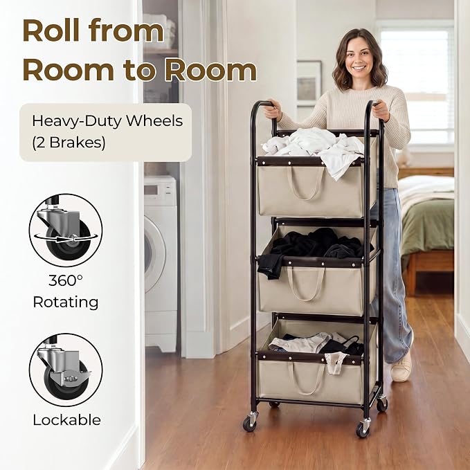 GRANNY SAYS 3 Section Tiered Laundry Sorter, Slim Vertical Laundry Hamper - Image 5