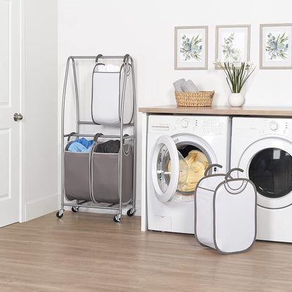 Neatfreak - 2 Tier Vertical Rolling Laundry Cart - Rolling Storage Cart On - Image 5