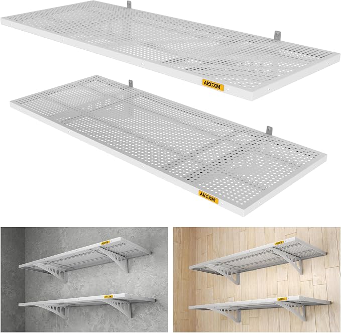 2-Pack 1.64x4ft Adjustable Garage Wall Shelving 560lbs Load Capacity Heavy Duty by AECXM