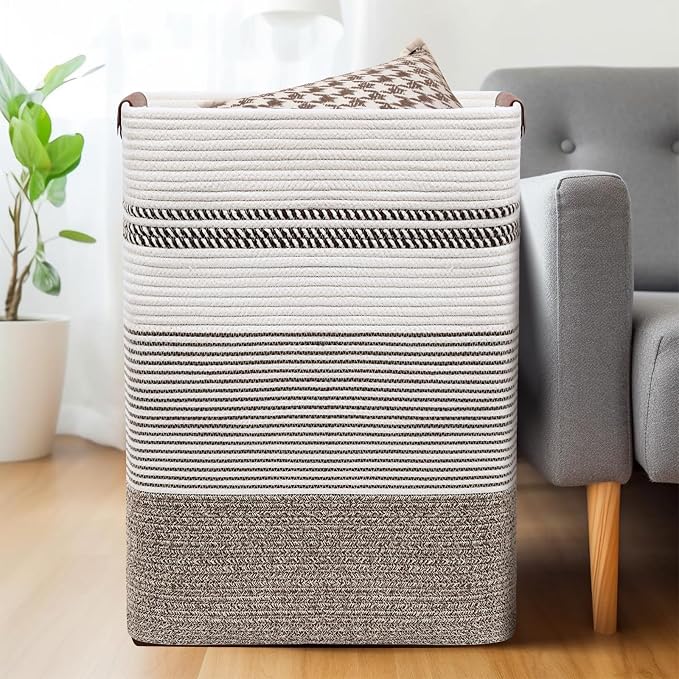 DOFASAYI Laundry Basket - 85L Large Cotton Rope Blanket Basket - Image 4