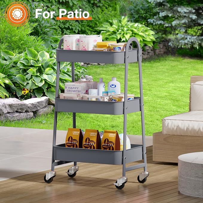 NEWBULIG 3-Tier Metal Rolling Cart - Image 8