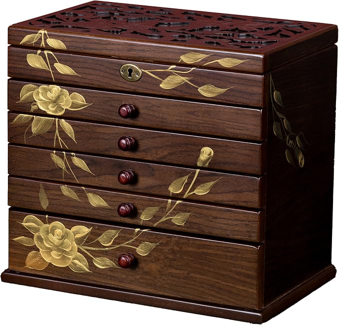 Hand-painted Wooden Jewelry Box, 7 Layer Jewelry Organizer, Vintage Wooden by WelcometotheXloverise