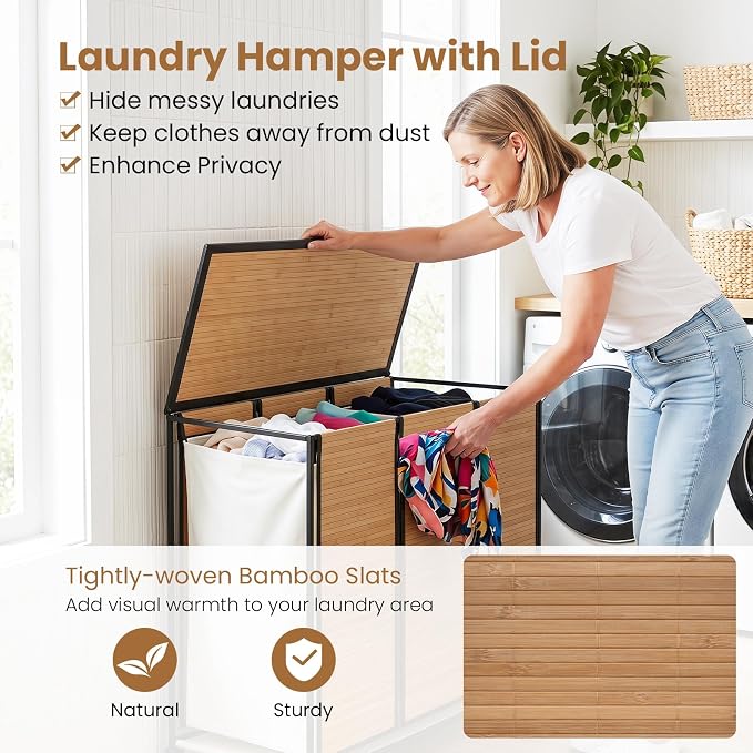 Giantex Laundry Hamper Sorter 3 Section - Image 8