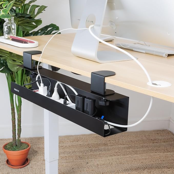 Mount-It! Under Desk Cable Management Tray – Clamp-On No-Drill Metal Cable - Image 6