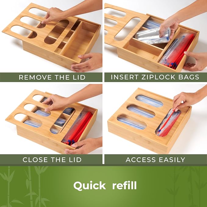 Bamboo Storage Bag Organizer, Sandwich Bag Organizer - Image 7