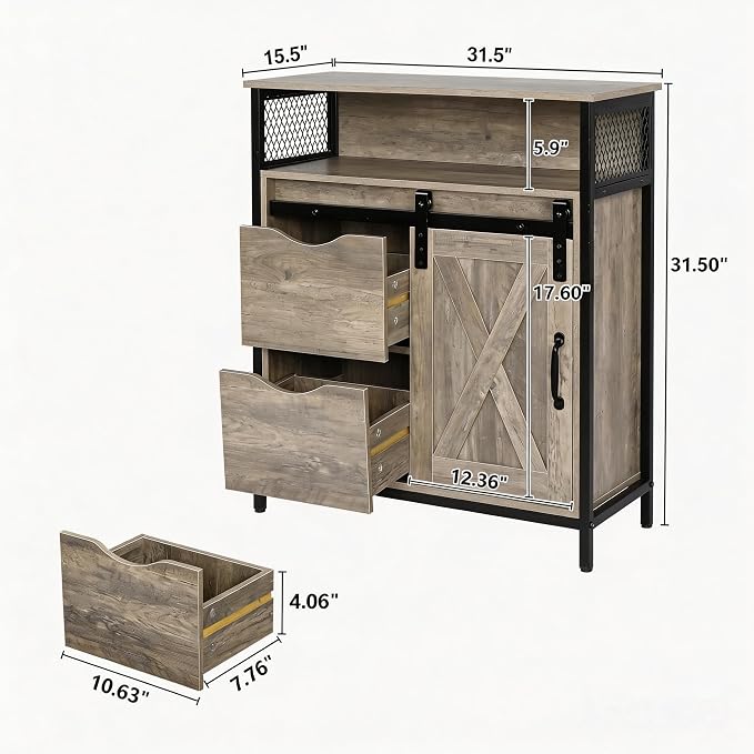 VINGLI Farmhouse Bathroom Floor Storage Cabinet, Rustic Freestanding Cabinet - Image 3
