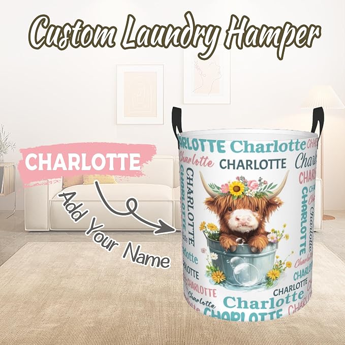 Custom Name Laundry Hamper, Personalized Laundry Baskets - Image 2