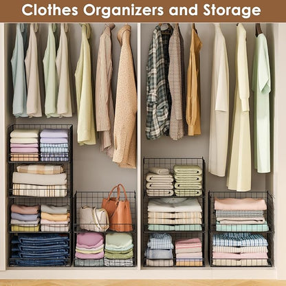 4-Tier Stackable Closet Organizers and Storage Shelves, Clothes Shelf Organizer - Image 8