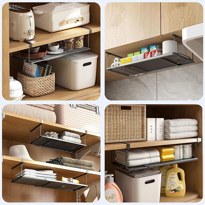 2 Pack Hanging Under Shelf Storage Basket, Expandable Organizer - Image 6
