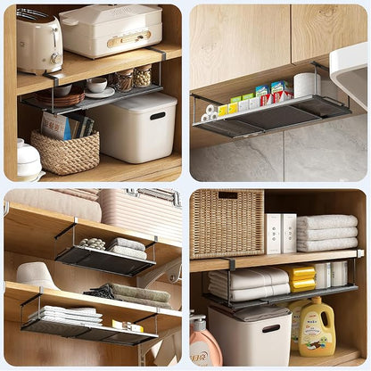 2 Pack Hanging Under Shelf Storage Basket, Expandable Organizer - Image 6