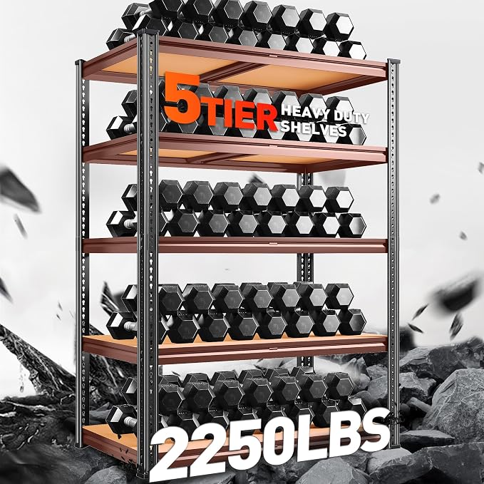 REIBII 72.1'' Storage Shelves 2250LBS Garage Shelving Heavy Duty 5 Tier Heavy - Image 2