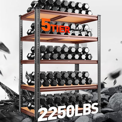 REIBII 72.1'' Storage Shelves 2250LBS Garage Shelving Heavy Duty 5 Tier Heavy - Image 2