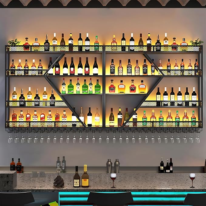 63in Metal Wine Rack Wall Mounted, Modern Wine Storage Rack Wall Mounted - Image 7