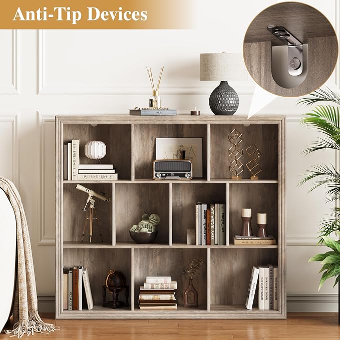 Book Shelf with 10-Cube, 43” Wide Bookshelf with Anti-Tip Device, 38” Tall Open - Image 4