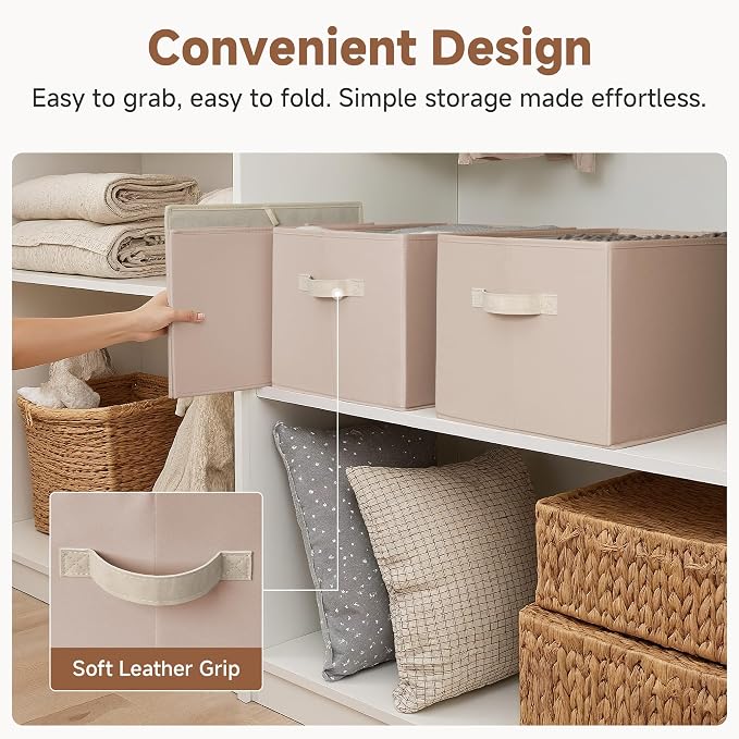 StorageWorks Storage Baskets for Shelves, Foldable Fabric Closet Storage Bins - Image 4