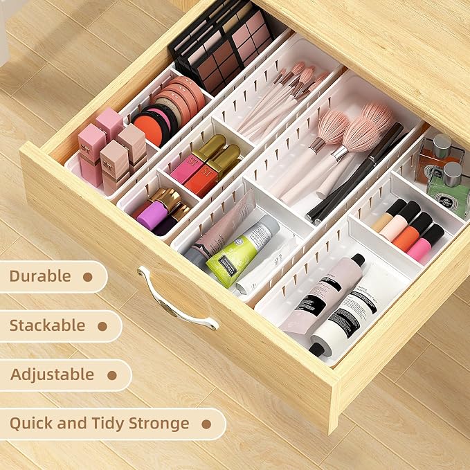 Desk Drawer Organizer Tray 4 PCS Plastic Office Drawer Organizer Bins Junk - Image 6