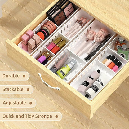 Desk Drawer Organizer Tray 4 PCS Plastic Office Drawer Organizer Bins Junk - Image 6
