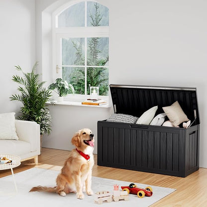 80 Gallon Deck Box, Resin Outdoor Indoor Waterproof Storage Box, Lockable - Image 8
