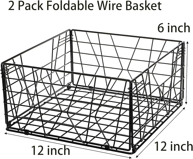 TOPZEA 2 Pack Black Metal Food Storage Basket - Image 2