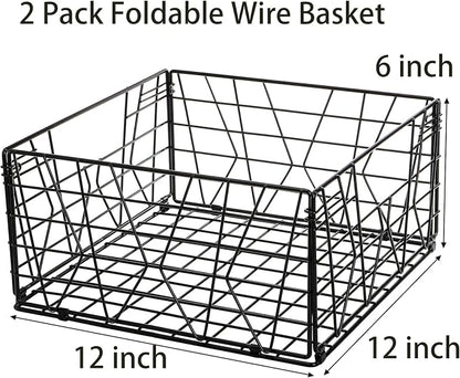 TOPZEA 2 Pack Black Metal Food Storage Basket - Image 2