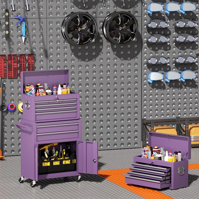 INTERGREAT 8 Drawers Tool Chest, Detachable Top Tool Box, Tool Cabinet - Image 9