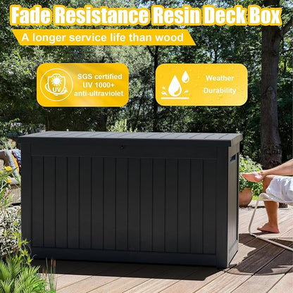 280 Gallon Resin Deck Box, Lockable Outdoor Storage Box - Image 3