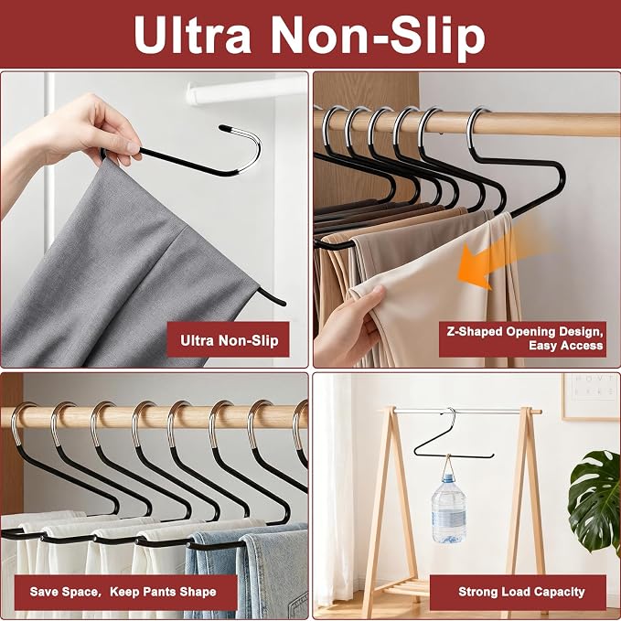 Stainless Steel Pants Hangers, SINYWAY 20 Pack 13.78in Non Slip Open Ended - Image 4