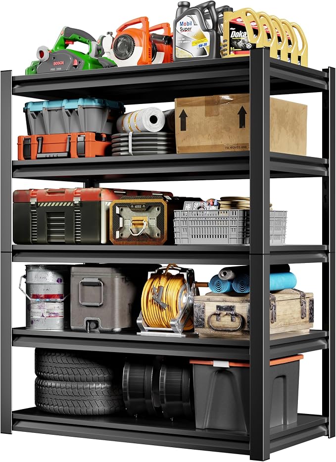 48" W Garage Shelving 2500LBS Heavy Duty Storage Shelves 5 Tier Adjustable by Unknown