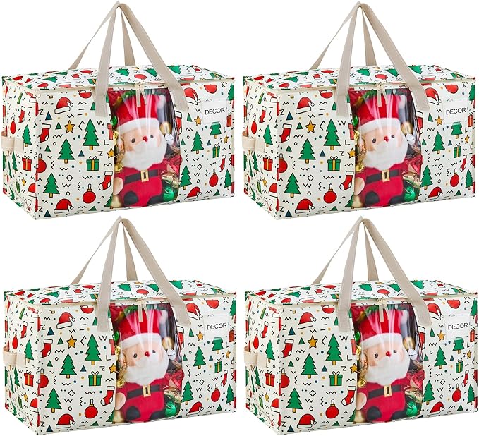 VENO 4 Pack Moving Bags, Large Christmas Storage Bins by Veno