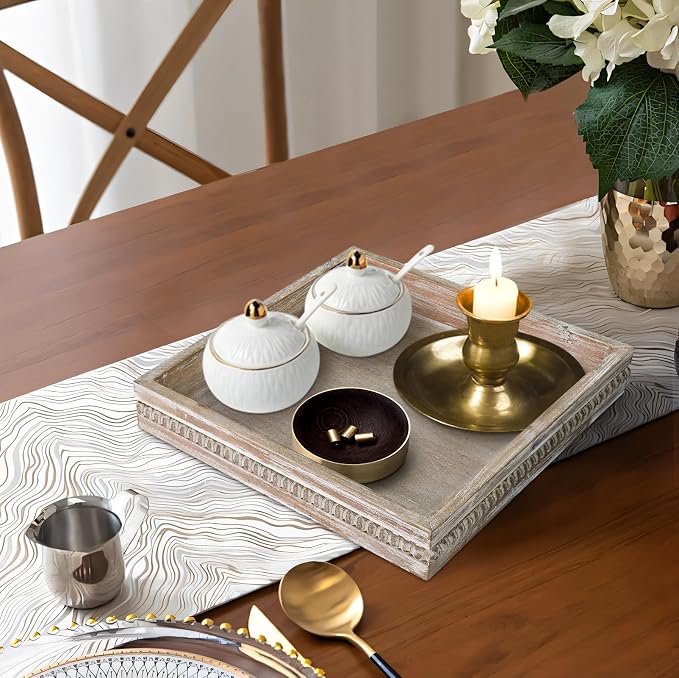 MAONAME Wood Serving Tray, Farmhouse Wooden Tray - Image 4