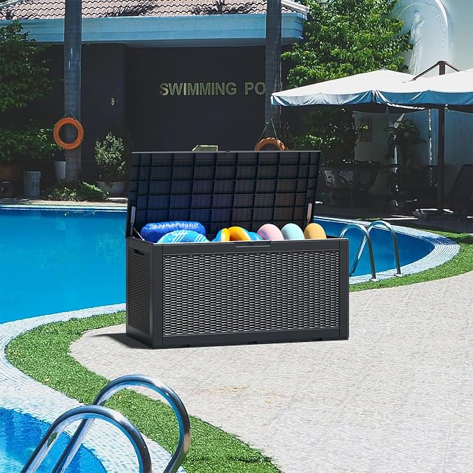 NUNU LAB 102 Gallon Large Waterproof Resin Deck Box, Lockable Outdoor Storage - Image 9