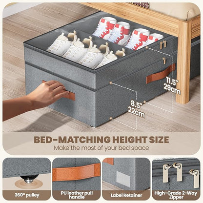 Under Bed Storage with Wheels, Adjustable Underbed Drawer with Lids, Underbed - Image 3