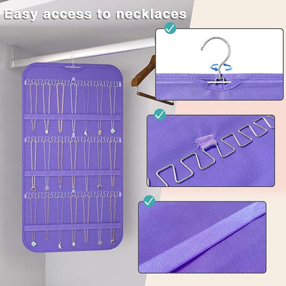 Hanging Jewelry Organizer Storage, 40 Pockets 36 Hooks Necklace Earring - Image 2