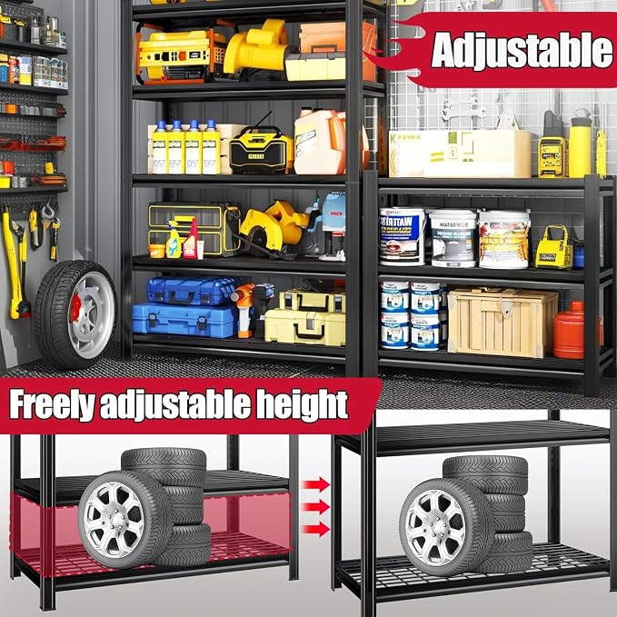 Garage Storage Shelves, 5 Tier Shelving Unit, 40 inch Wide, 18” Deep, 78” Tall - Image 6