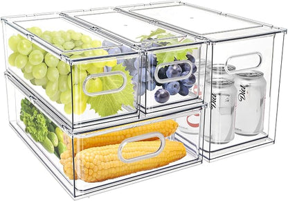 MANO Fridge Drawer Pull Out Stackable Bins by MANO