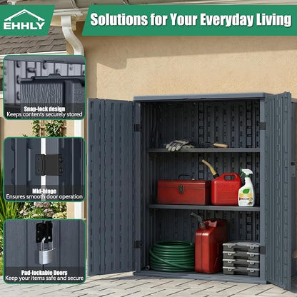 EHHLY Heavy Duty Small Storage Cabinet Outdoor Weatherproof, 14 Cuft Garage - Image 6