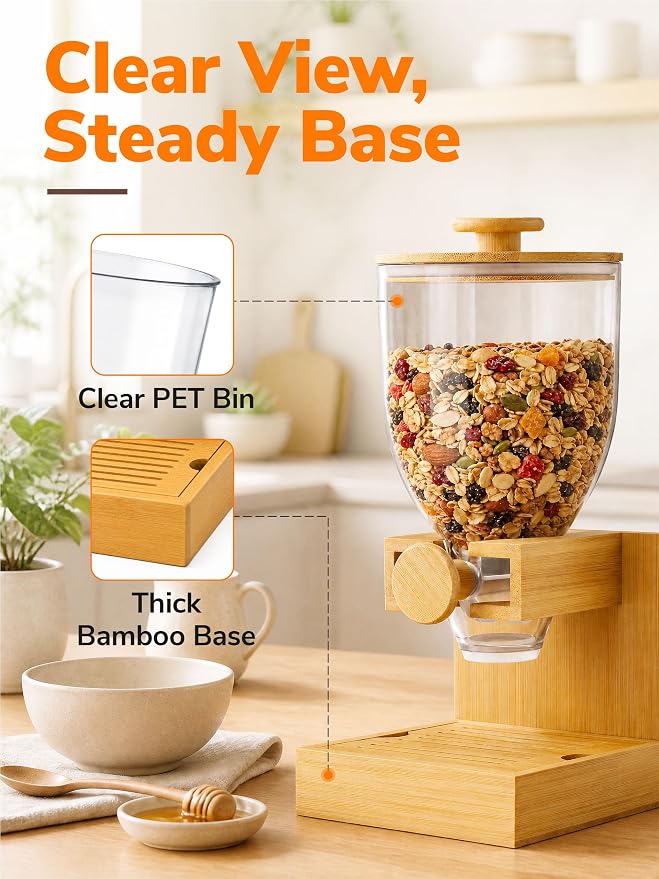 3.5L Large Capacity Cereal Dispenser Countertop, Airtight Cereal Containers - Image 5