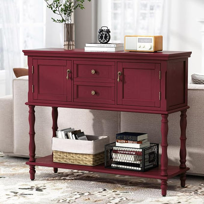 ARTPOWER Console Table with 2 Drawers, Retro Entryway Table with 2 Door - Image 7