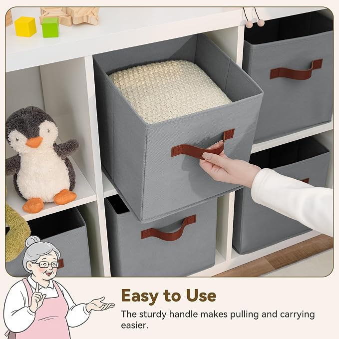 GRANNY SAYS 11 Inch Cube Storage Bins, 6 Pack Foldable Cube Storage Organizer - Image 5
