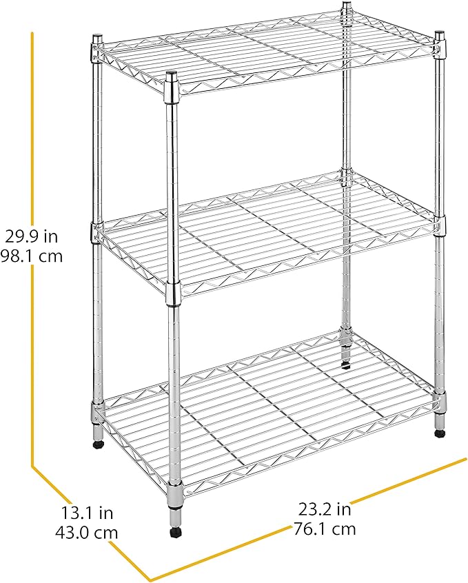 Whitmor 3-Tier Shelving Unit, Metal Storage Shelves, Easy Assembly Home - Image 3