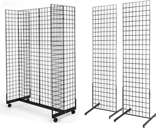 2' x 6' Grid Wall Panel 4-Sided Floorstanding Display Fixture by Only+Garment+Racks