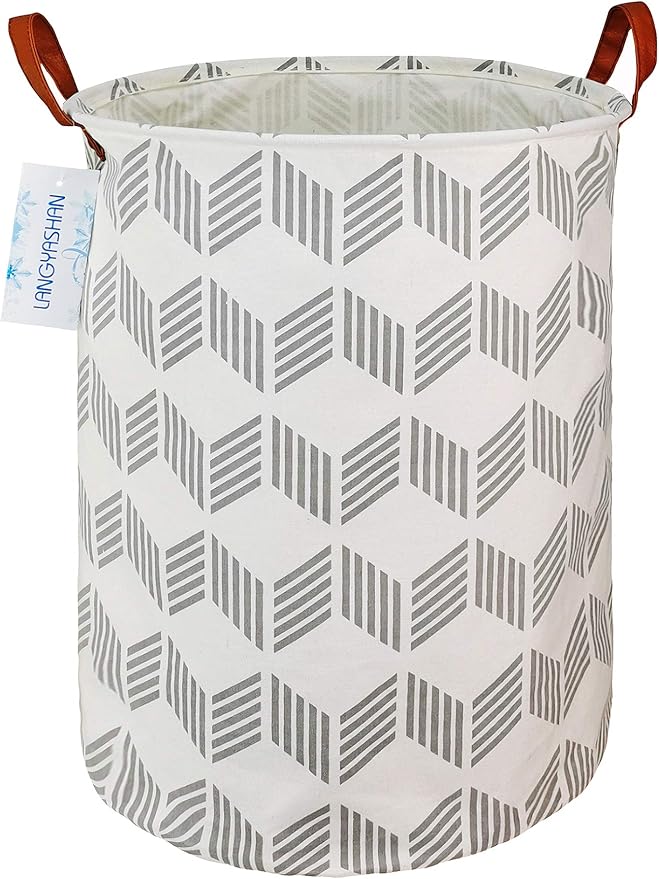 LANGYASHAN Laundry Basket Canvas Fabric Collapsible Organizer Basket by LANGYASHAN