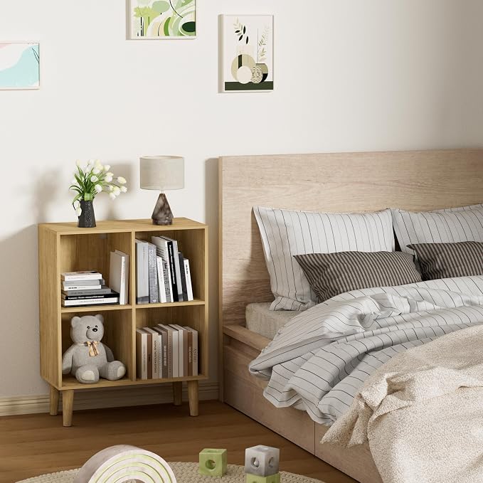 4 Cube Bookcase, Wooden Book Shelf Cube Storage Organizer - Image 7
