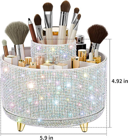 fanado Bling Diamond Makeup Brush Holder, 360° Rotating Makeup Organizer - Image 4