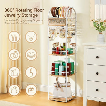 Jewelry Organizer Stand, 360° Rotating Floor Jewelry Holder - Image 5