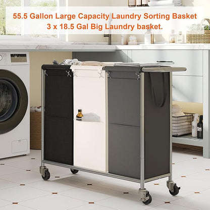 Heybly Laundry Basket, 3 x 18.5 Gal Laundry Separator Hamper - Image 2